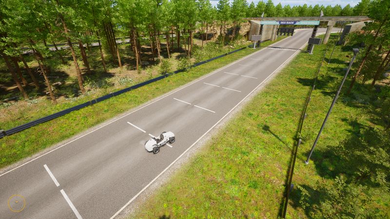 In-game screenshot — vintage race car on the Dex Race track